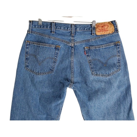 Vtg Y2K Levis 501 Blue Jeans Mens 38x30 Buttonfly Hi Rise Relaxed Med Wash - Picture 1 of 11